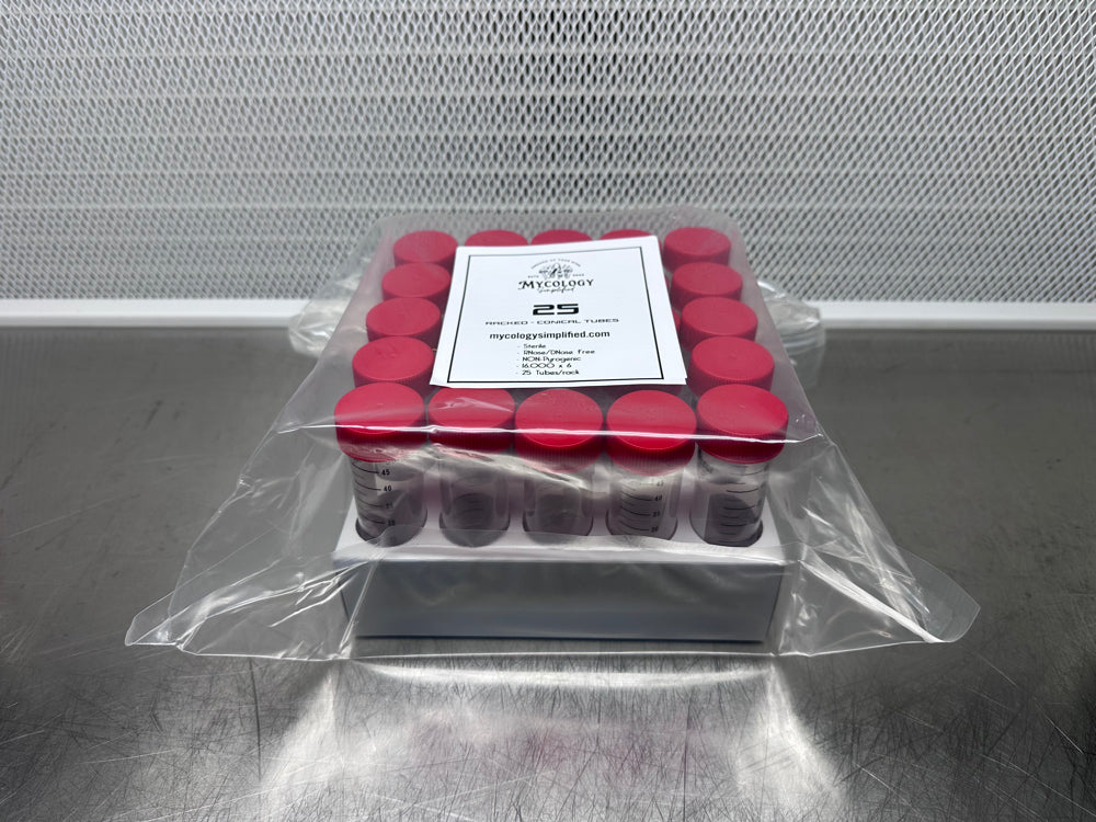 25-Pack Sterile 50mL Slant/Conical Tubes with Rack