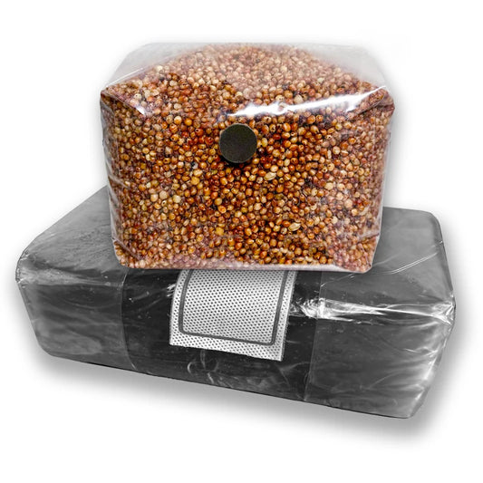 Small Monotub Refill Kit with 3lb bag of sterile milo grain and 3lb bag of sterilized substrate