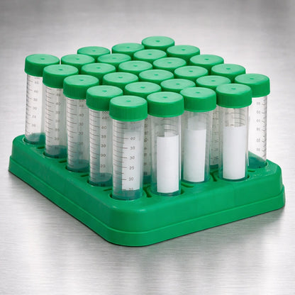 25 - Sterile 50 mL Conical Tubes with Plastic Rack