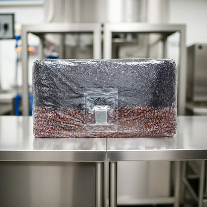 Packaged product on a metal surface in a kitchen setting