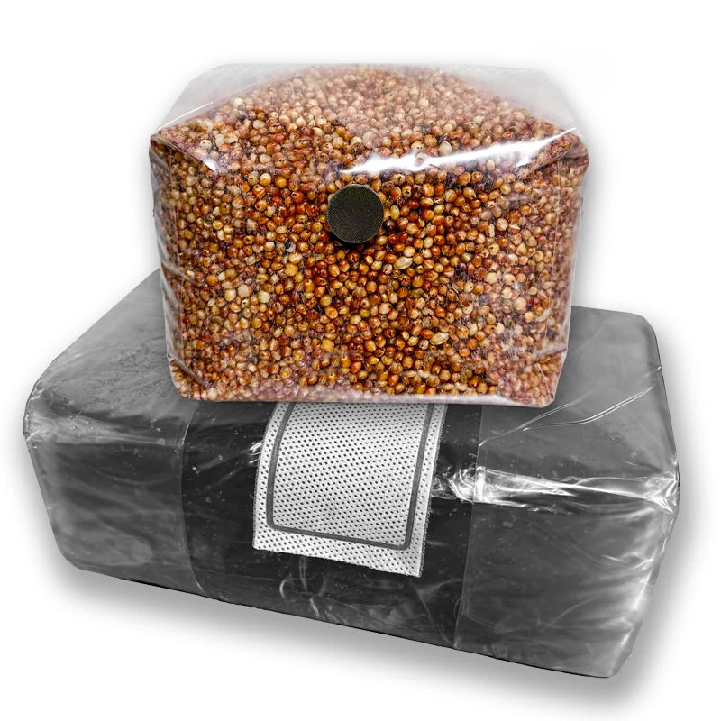 Medium Monotub Refill Kit  with 3lb bag of sterile milo grain and 5lb bag of sterilized substrate